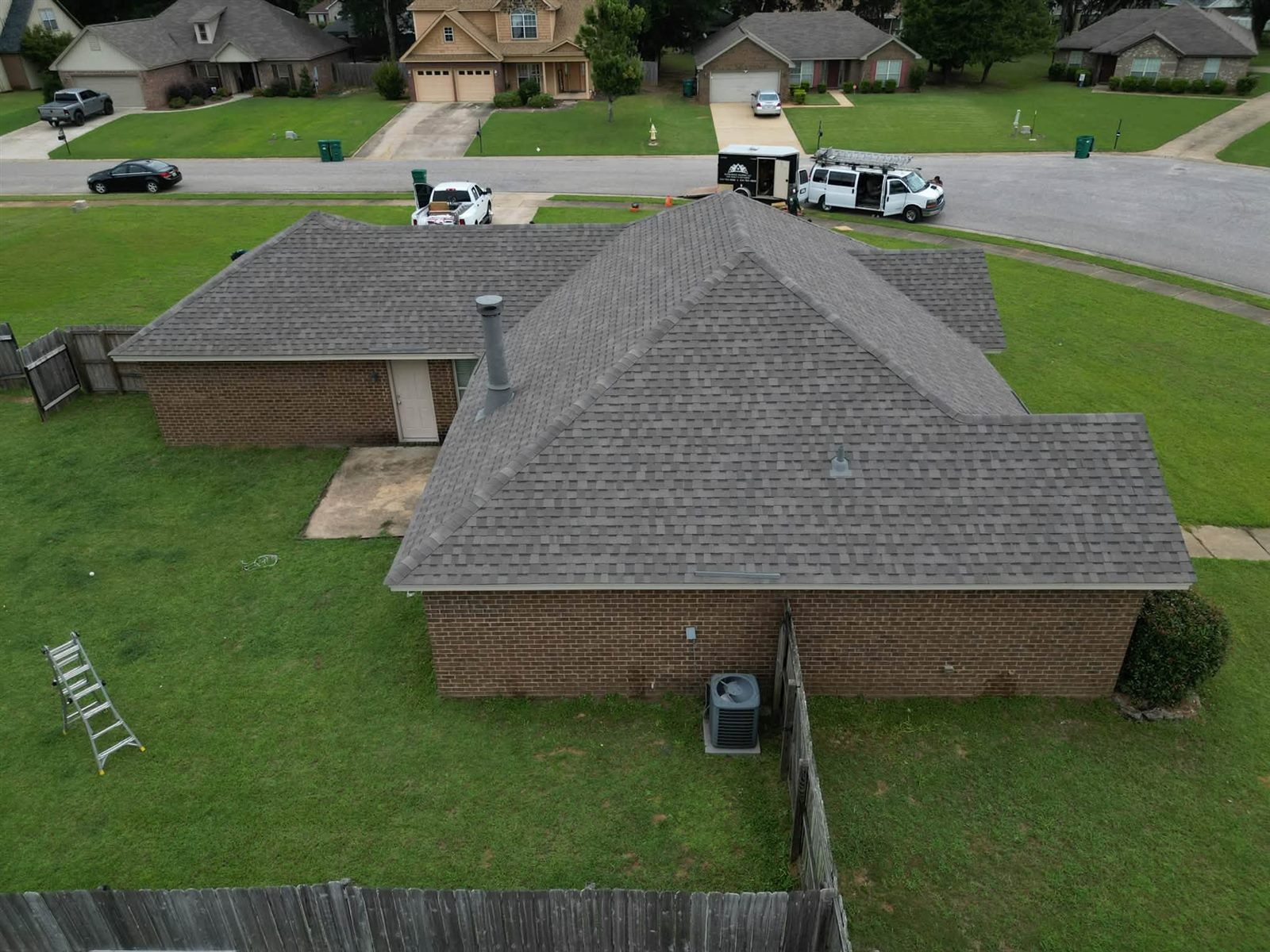 New roof on a single-story brick home